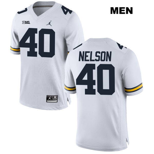Men's NCAA Michigan Wolverines Ryan Nelson #40 White Jordan Brand Authentic Stitched Football College Jersey QW25I76NT
